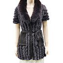 Women's Knit Cardigan With Genuine Rabbit Fur And Fox Fur Collar