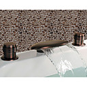 Oil Rubbed Bronze Antique Waterfall Widespread Bathroom Sink Faucet