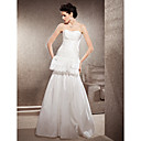 A-line Strapless Floor-length Taffeta Wedding Dress