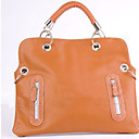 Trendy Woman's Brown Tote Bag / Two Zipper Pockets Front