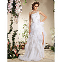 Two-In-One Organza Split Removable Skirt One Shoulder Wedding Dress