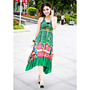 Cotton Halter Maxi Dress In Green
