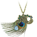 pavo real, colgante, collar de plumas y piedras preciosas