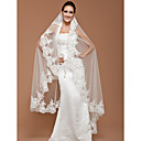 à un seul niveau voile de tulle chapelle de mariage avec de la dentelle applique bord (plus de couleurs disponibles)