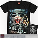 kat zonnebril afdruk ronde kraag t-shirt