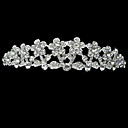 liga de prata de strass e pérola linda flor nupcial tiara