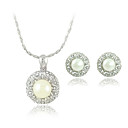 perlas elegancia sencilla con diamantes de imitación dos joyas de las damas conjunto de piezas (50 cm)