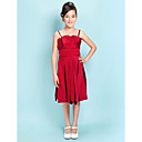 A-line Spaghetti Straps Knee-length Satin Junior Bridesmaid Dress