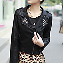 Long Sleeve Turndown Collar PU Jacket With Pockets