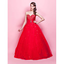 Ball Gown Strapless Sweetheart Floor-length Satin Tulle Evening Dress