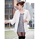 Collarless Long Sleeve Rabbit Fur Office/Casual Coat (More Colors)