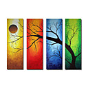 Hand-painted Abstract Oil Painting with Stretched Frame - Set of 4