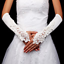 satin avec broderie mariage doigts des gants de longueur de coude