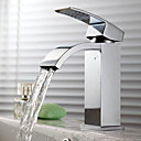 Contemporary Waterfall Bathroom Sink Faucet - Chrome Finish