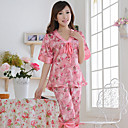 1/2 Sleeve Copy Silk Pajamas With V-Neck