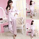 Long Sleeves Copy-Silk Gown With Sexy Rosy Lace
