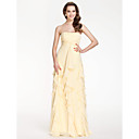 Sheath/Column Strapless Floor-length Chiffon Bridesmaid Dress