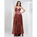 A-line Halter Floor-length Sweep/Brush Train Chiffon Evening Dress