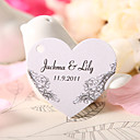 Personalized Heart Shaped Favor Tag - Elegant Flowers (Set of 60)