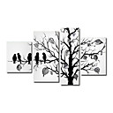 Hand-painted Abstract Oil Painting with Stretched Frame - Set of 4