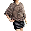 3/4 Sleeve Hooded Collar Evening/ Office Rabbit Fur Jacket (More Colors)