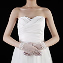 Tulle Wrist Length Fingertips Bridal Gloves With Rhinestone