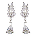 Gorgeous White Platinum Plated With  Drops Shape Cubic Zirconia Earrings