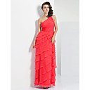 Sheath/Column One Shoulder Floor-length Chiffon Evening Dress