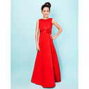 A-line Jewel Floor-length Satin Junior Bridesmaid Dress
