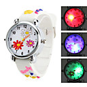 fiore per bambini stile silicone orologio da polso al quarzo con luce lampeggiante led (bianco)