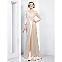 Sheath/ Column V-neck Floor-length Stretch Satin Evening Dress