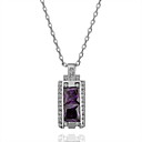 18k de diamantes de imitación de la moda de aleación preciosa cuadrado morado collar de piedra