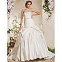 Ball Gown Strapless Chapel Train Satin Weeding Dress