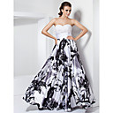 A-Line Sweetheart pavimento-lunghezza raso stretch abito da sera