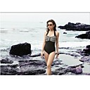 Polyester Spandex One Piece Halter Swimsuit
