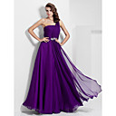 A-line One Shoulder Floor-length Chiffon Evening Dress