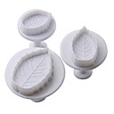 bolo de folha de padrão e biscoitos molde de corte com êmbolo (3 peças)