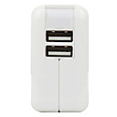 ul spina doppia porta USB Adattatore AC da viaggio caricabatterie con luce a led per iPad, iPhone e iPod (110v-240v, 2.1a)