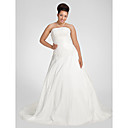 Ball Gown Strapless Chapel Train Taffeta Plus Size Wedding Dress