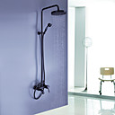 Oil-rubbed Bronze Wall Mount Waterfall Rain + Handheld Shower Faucet