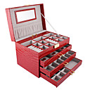 MultipleGrid  Alligatoring Leatherette Ladies'Jewelry Box(More Colors)