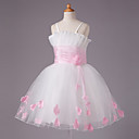 Ball Gown Spaghetti Straps Knee-length Satin And Tulle Flower Girl Dress
