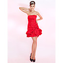 A-line Strapless Short/Mini Satin Cocktail Dress