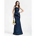 Trumpet/ Mermaid One Shoulder Floor-length Satin Bridesmaid Dress