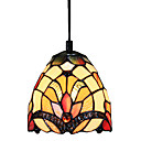 60W Glass Tiffany Pendant Light with 1 Light Floral Pattern