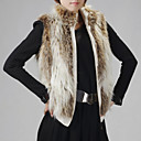 Standing Collar Evening/ Career High Quality Faux Fur Veat With Pockets