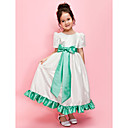 A-line/Ball Gown Jewel Ankle-length Taffeta Flower Girl Dress With Ribbon And Bow