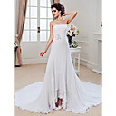 Sheath/ Column Strapless Chapel Train Chiffon Wedding Dress