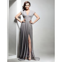 Chiffon Sheath/Column V-neck Sweep/Brush Train Evening Dress inspired by Mila Kunis