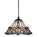 60W 1 - Light Tiffany Pendant Light with Glass Shade Lotus Pattern